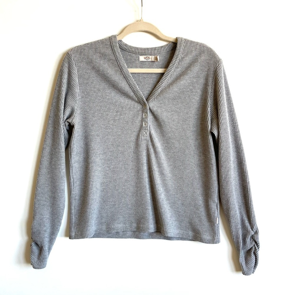 UGG grey ribbed knit henley shirt